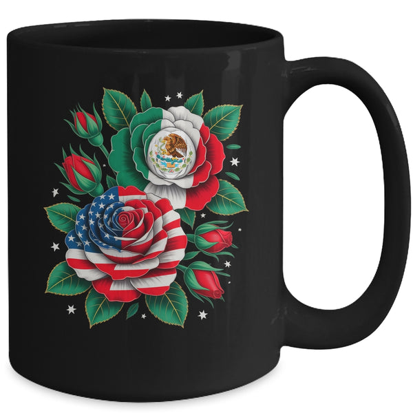 Mexico Mexican Flag USA American Flag Rose Flower Mexicana Mug 15oz Mug Black back 600x.jpg