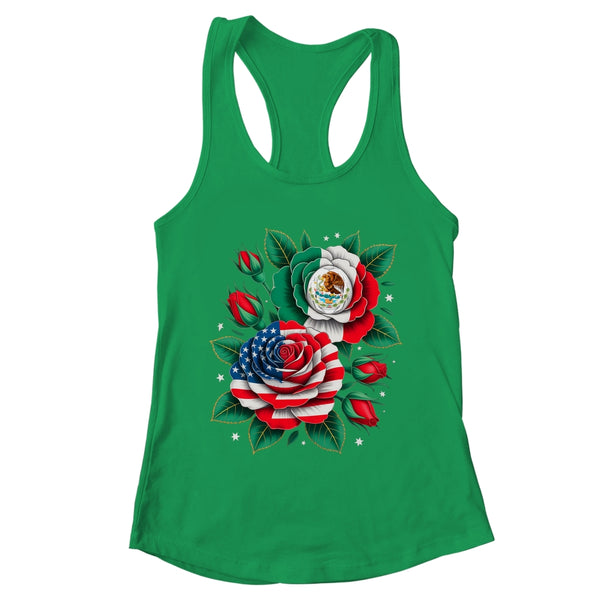 Mexico Mexican Flag USA American Flag Rose Flower Mexicana Shirt Tank Top Women s Ideal Racerback Tank Kelly Green 600x 3.jpg