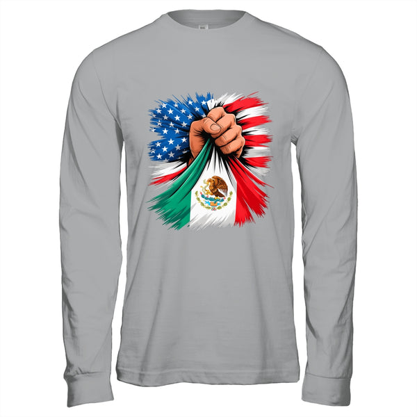 America Mexico Flag Vintage Mexican Roots American USA Shirt Hoodie Long Sleeve T Shirt Sport Grey 600x.jpg
