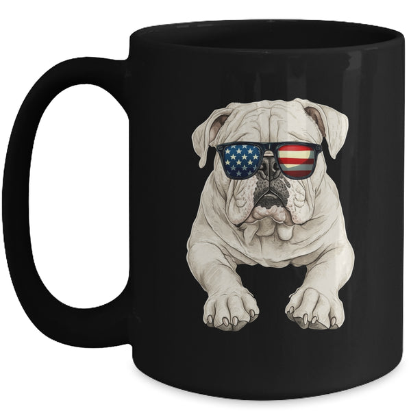 Patriotic Bulldog Dog USA Flag 4th Of July Mug 15oz Mug Black front 600x.jpg