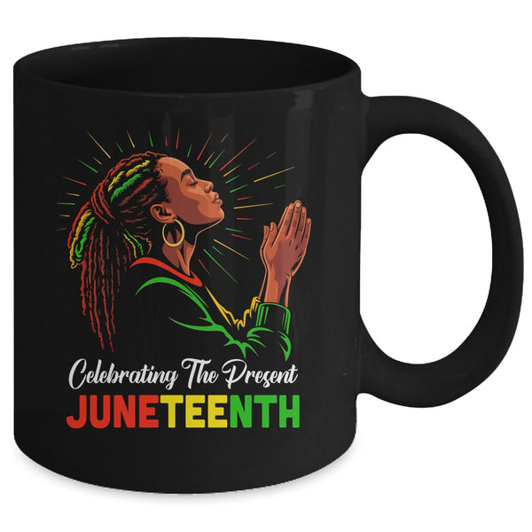Juneteenth Celebrating The Present Black African Women Mug 11oz Mug Black back 600x.jpg