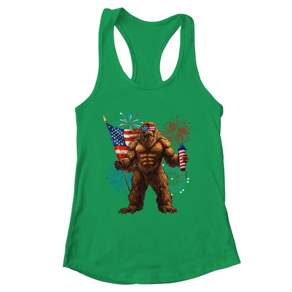 Bigfoot Fireworks 4th Of July Men Sasquatch American US Flag Shirt Tank Top Women s Ideal Racerback Tank Kelly Green 600x.jpg