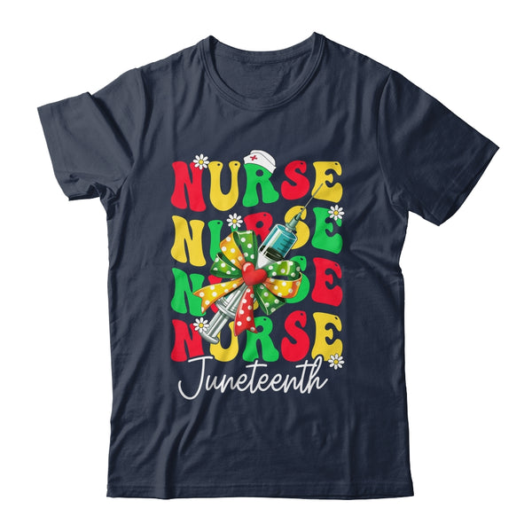 Juneteenth Scrubs Groovy African Bow Juneteenth Nurse Women Shirt Tank Top Classic T Shirt Navy 600x.jpg