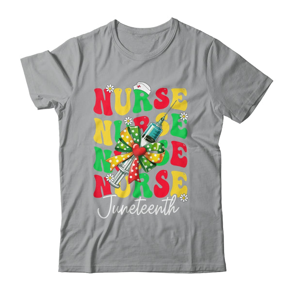 Juneteenth Scrubs Groovy African Bow Juneteenth Nurse Women Shirt Tank Top Classic T Shirt Sport Grey 600x.jpg