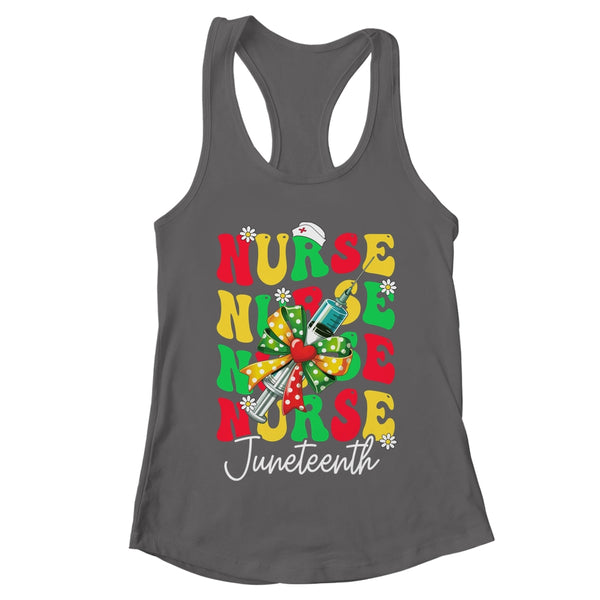 Juneteenth Scrubs Groovy African Bow Juneteenth Nurse Women Shirt Tank Top Women s Ideal Racerback Tank Dark Grey 600x.jpg