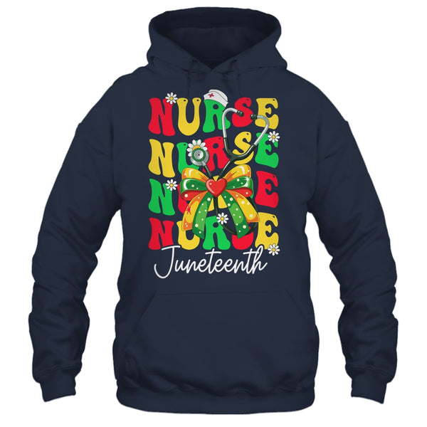 Juneteenth Nurse Groovy African Scrubs Top Bow Black Women Shirt Tank Top Pullover Hoodie Navy 600x.jpg