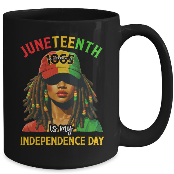Juneteenth Is My Independence Day Black Women Freedom 1865 Mug 15oz Mug Black back 600x.jpg