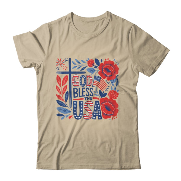 Retro Boho Floral God Bless The USA Christian 4th Of July Shirt Tank Top Classic T Shirt Sand 600x.jpg