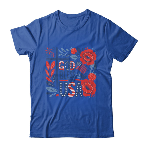 Retro Boho Floral God Bless The USA Christian 4th Of July Shirt Tank Top Classic T Shirt Royal 600x.jpg