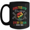 Breaking Every Chain Since 1865 Women Men Juneteenth Freedom Mug 15oz Mug Black front 600x.jpg