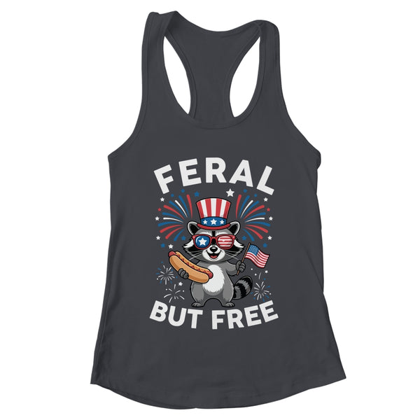Feral But Free Patriotic Raccoon 4th Of July Raccoon Hotdog Shirt Tank Top Women s Ideal Racerback Tank Black 600x.jpg