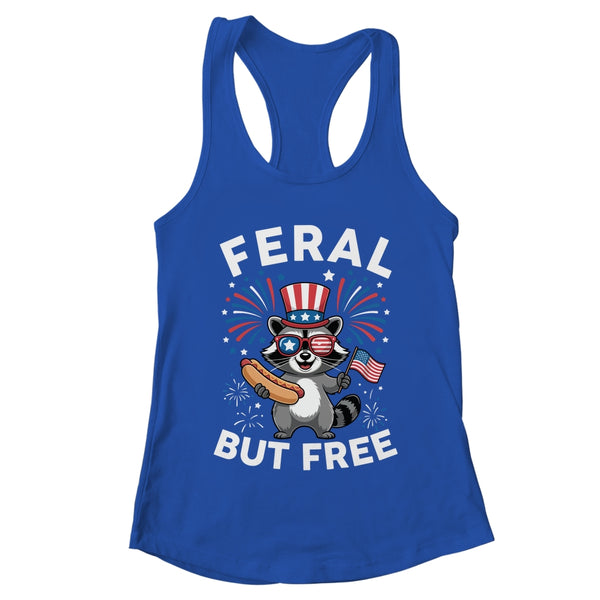 Feral But Free Patriotic Raccoon 4th Of July Raccoon Hotdog Shirt Tank Top Women s Ideal Racerback Tank Royal 600x.jpg