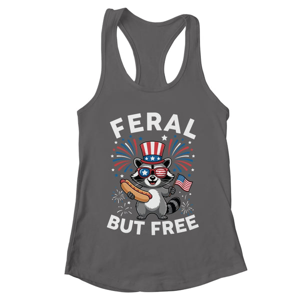 Feral But Free Patriotic Raccoon 4th Of July Raccoon Hotdog Shirt Tank Top Women s Ideal Racerback Tank Dark Grey 600x.jpg