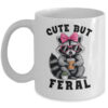 Cute But Feral Funny Colorful Racoon With Sunglasses Racoon Mug 11oz Mug White front 600x.jpg