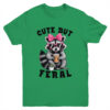 Cute But Feral Funny Colorful Racoon With Sunglasses Racoon Youth Shirt Youth T Shirt Irish Green 600x.jpg