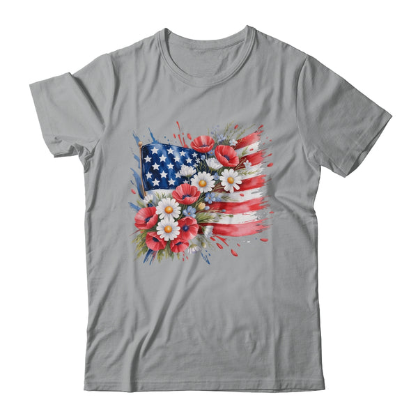Floral Flag American Flag 4th Of July America Patriotic Shirt Tank Top Classic T Shirt Sport Grey 600x.jpg