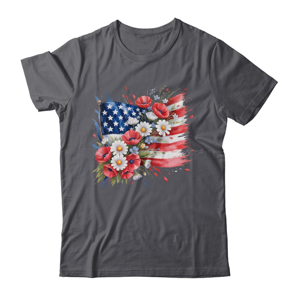Floral Flag American Flag 4th Of July America Patriotic Shirt Tank Top Classic T Shirt Dark Heather 600x.jpg