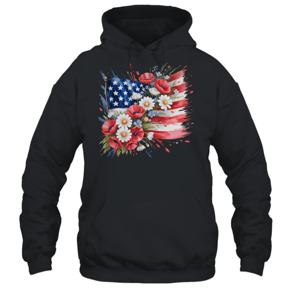 Floral Flag American Flag 4th Of July America Patriotic Shirt Tank Top Pullover Hoodie Black 600x.jpg