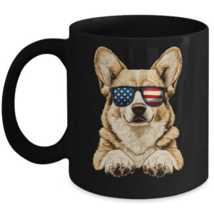 Patriotic Corgi Dog USA Flag 4th Of July Mug 11oz Mug Black front 600x.jpg