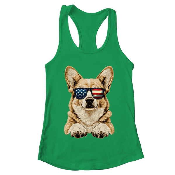 Patriotic Corgi Dog USA Flag 4th Of July Shirt Tank Top Women s Ideal Racerback Tank Kelly Green 600x.jpg