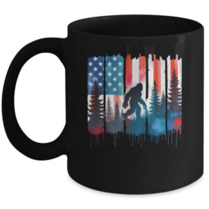 Big Foot Bigfoot Sasquatch American Flag Patriotic 4th July Mug 11oz Mug Black front 600x.jpg