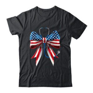 USA Flag Stethoscope Coquette Bow CNA RN Nurse 4th Of July Shirt Tank Top Classic T Shirt Black 600x.jpg