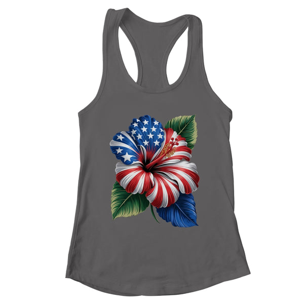 American Flag Hibiscus Flower Patriotic Floral 4th Of July Shirt Tank Top Women s Ideal Racerback Tank Dark Grey 600x.jpg