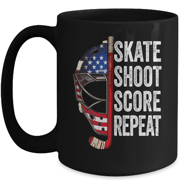 Hockey Player USA American Flag 4th Of July Men Women Kids Mug 15oz Mug Black front 600x.jpg