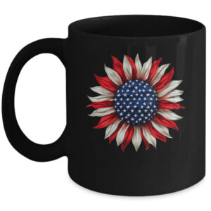 Sunflower American Flag USA 4th Of July Women Men Girls Mug 11oz Mug Black front 600x.jpg
