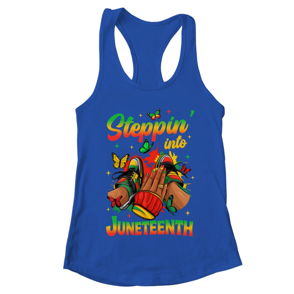 Stepping Into Juneteenth Afro Women Black Girls Sneakers Shirt Tank Top Women s Ideal Racerback Tank Royal 600x 1.jpg