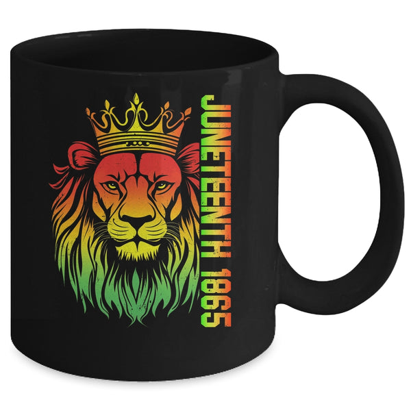 Juneteenth Men Women Celebrate African American Lion 1865 Mug 11oz Mug Black back 600x.jpg