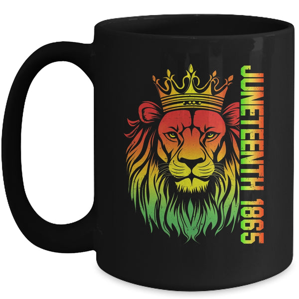 Juneteenth Men Women Celebrate African American Lion 1865 Mug 15oz Mug Black front 600x.jpg