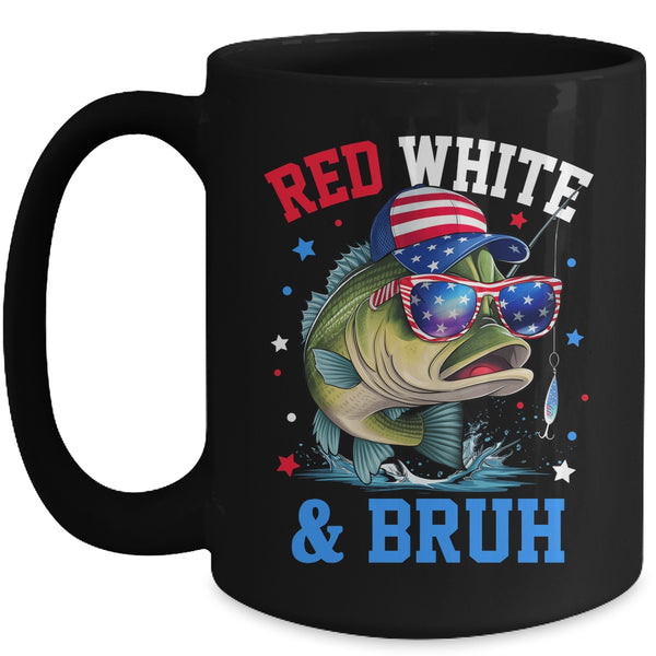 Patriotic Red White Bruh America Fish Fishing 4th Of July Mug 15oz Mug Black front 600x 1.jpg
