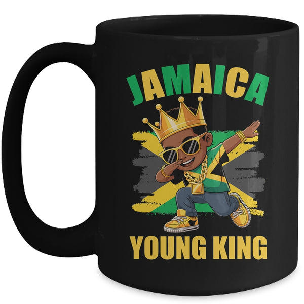 Jamaica Young King Jamaican Boy African Proud Jamaican Flag Mug 15oz Mug Black front 600x.jpg