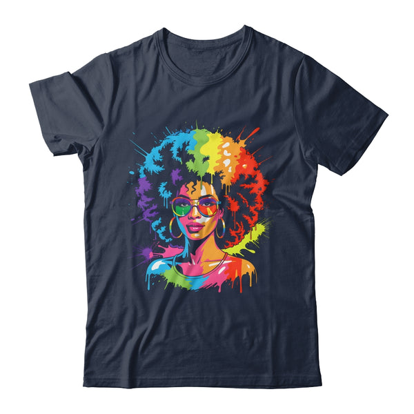 Juneteenth Black Queen Afro Pride Art Dripping Melanin Women Shirt Tank Top Classic T Shirt Navy 600x.jpg