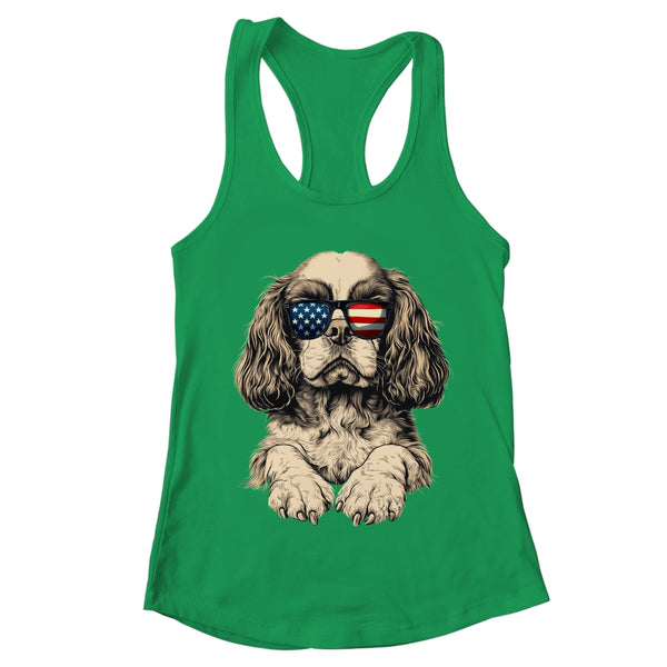 Patriotic Cavalier King Charles Spaniel Dog USA Flag 4th Of July Shirt Tank Top Women s Ideal Racerback Tank Kelly Green 600x 1.jpg
