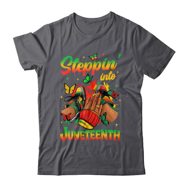 Stepping Into Juneteenth Afro Women Black Girls Sneakers Shirt Tank Top Classic T Shirt Dark Heather 600x 2.jpg