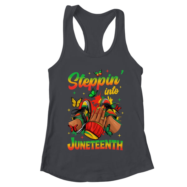 Stepping Into Juneteenth Afro Women Black Girls Sneakers Shirt Tank Top Women s Ideal Racerback Tank Black 600x 2.jpg
