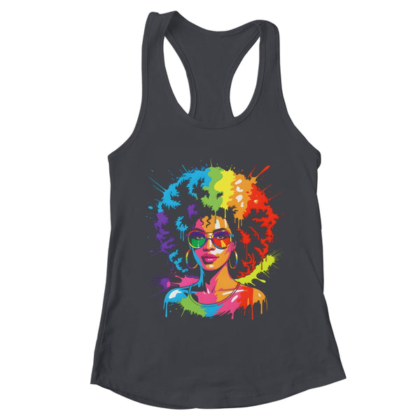Juneteenth Black Queen Afro Pride Art Dripping Melanin Women Shirt Tank Top Women s Ideal Racerback Tank Black 600x 1.jpg
