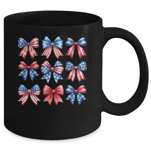 Coquette Bow Patriotic American Flag Retro July Of 4th Girls Mug 11oz Mug Black back 600x.jpg