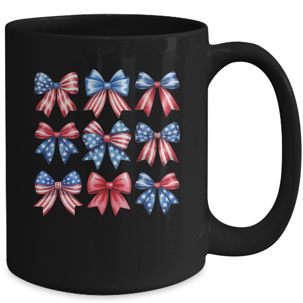 Coquette Bow Patriotic American Flag Retro July Of 4th Girls Mug 15oz Mug Black back 600x.jpg