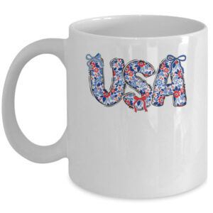Floral Coquette USA Retro America 4th Of July Patriotic Girl Mug 11oz Mug White front 600x 1.jpg