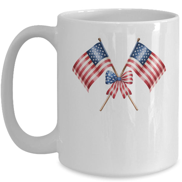 Coquette Bow USA 4th Of July America American Girls Women Mug 15oz Mug White front 600x.jpg