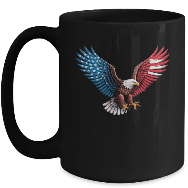 American Flag Bald Eagle Patriotic Eagle 4th Of July USA Mug 15oz Mug Black front 600x.jpg
