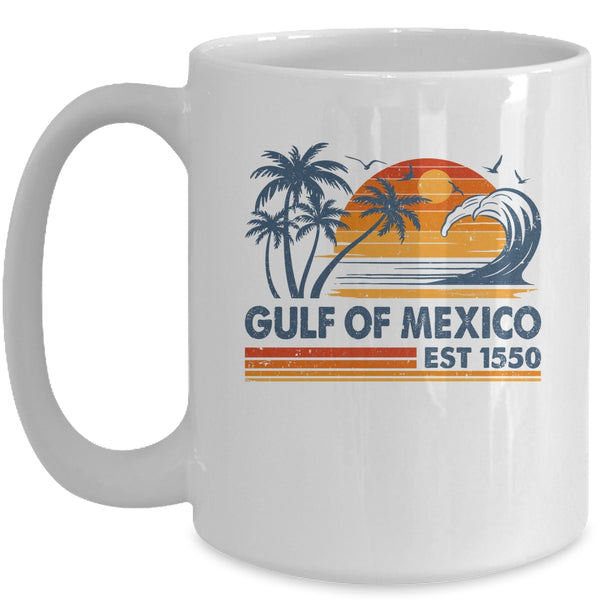 Gulf Of Mexico Est 1550 Retro Vintage Beach Mexican Mug 15oz Mug White front 600x.jpg