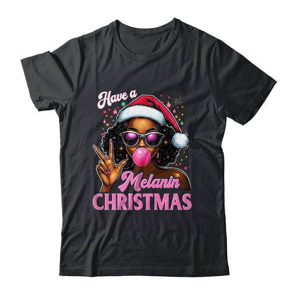 Have A Melanin Christmas Black African American Afro Santa Shirt Sweatshirt Classic T Shirt Black 600x.jpg