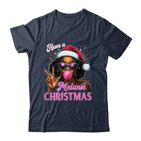 Have A Melanin Christmas Black African American Afro Santa Shirt Sweatshirt Classic T Shirt Navy 600x.jpg