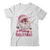 Merry Christmas Santa Claus Black Afro African American Pink Classic T Shirt White 600x.jpg