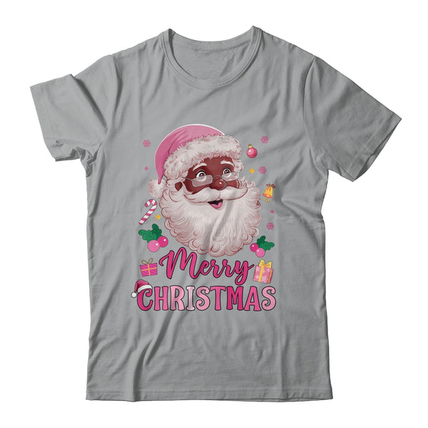 Merry Christmas Santa Claus Black Afro African American Pink Classic T Shirt Sport Grey 600x.jpg