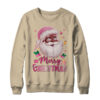 Merry Christmas Santa Claus Black Afro African American Pink Crewneck Sweatshirt Sand 600x.jpg